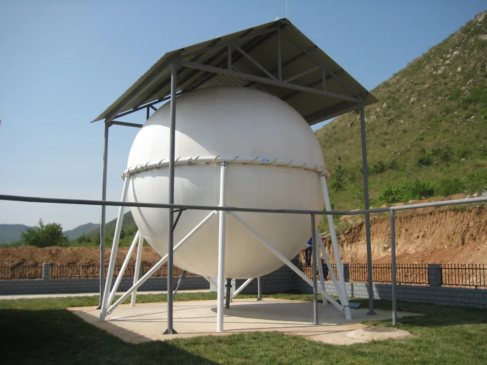 Membrane gas holder at a livestock biogas project site