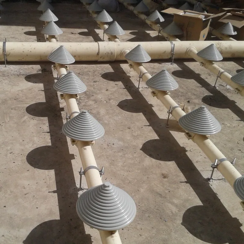 Tower-type diffuser heads installed across an aeration piping grid